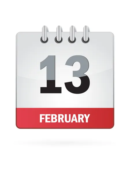 Trece en febrero icono del calendario sobre fondo blanco — Vector de stock