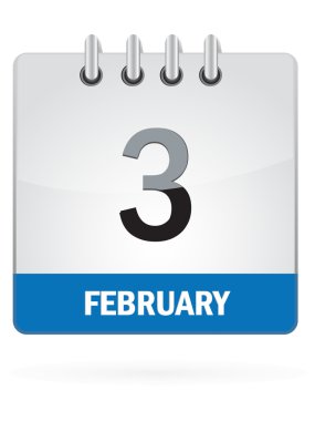 Üçüncü Şubat takvim simgesi beyaz zemin üzerine