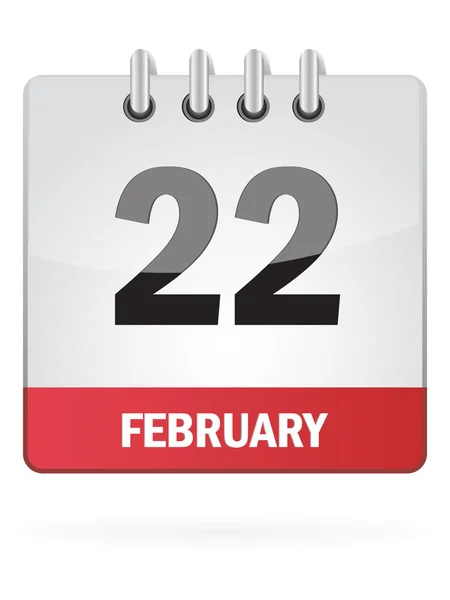 Twenty-Second In February Calendar Icon On White Background — Stock Vector