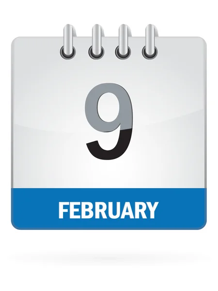 Ninth In February Calendar Icon On White Background — Stock Vector