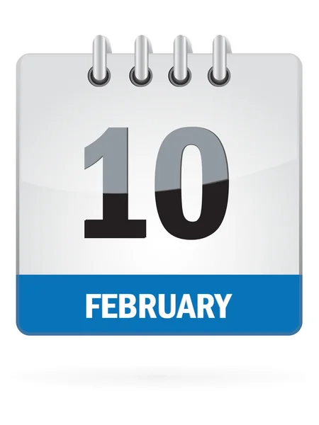 Décimo en el calendario de febrero icono sobre fondo blanco — Vector de stock