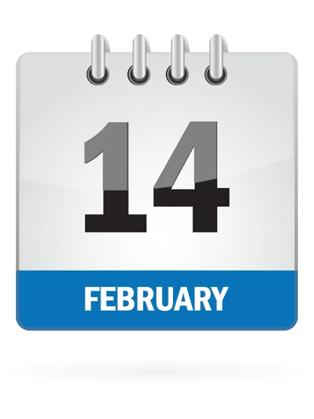 Catorce en febrero Calendario icono sobre fondo blanco — Vector de stock