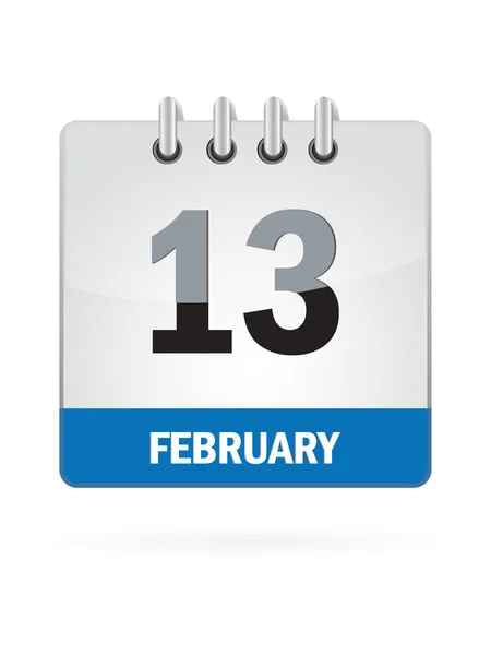 Trece en febrero icono del calendario sobre fondo blanco — Vector de stock