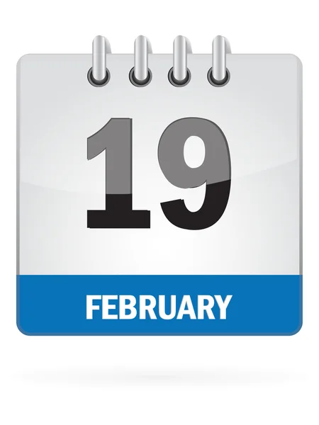 Nineteenth In February Calendar Icon On White Background — Stock Vector