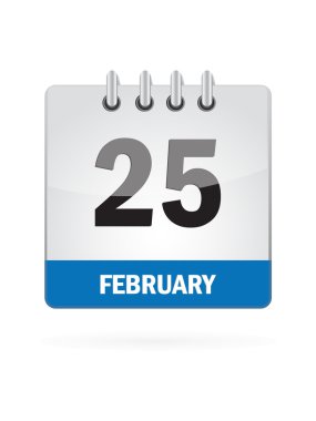 Twenty-Fifth In February Calendar Icon On White Background clipart