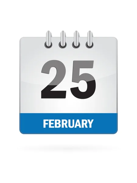 二月二十五日关于白色背景的日历图标 — 图库矢量图片
