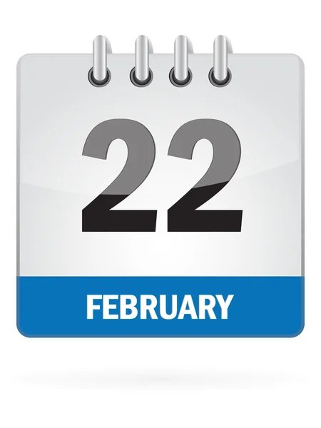 Twenty-Second In February Calendar Icon On White Background — Stock Vector