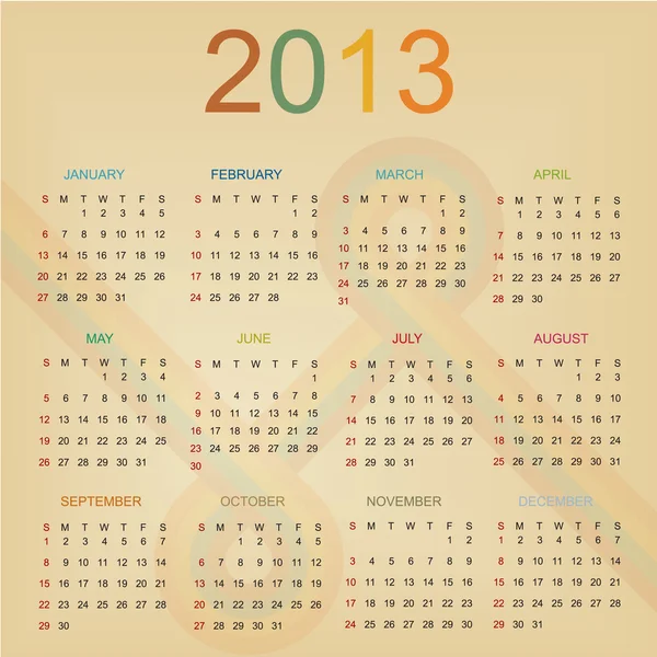 Календар ретро дизайну на 2013 рік — стоковий вектор
