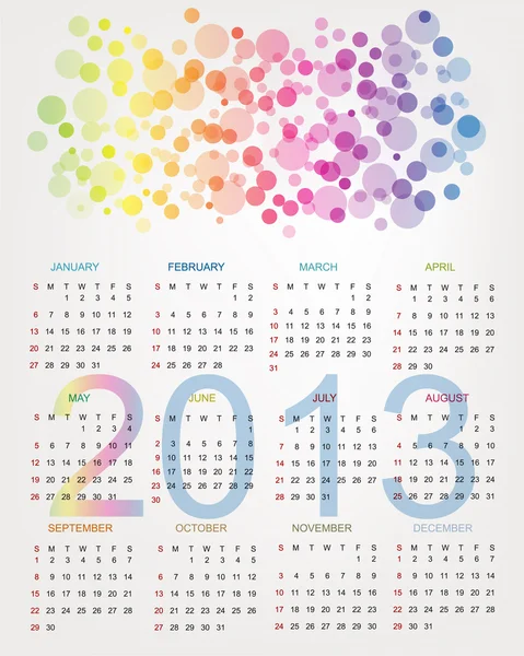 Kolorowy kalendarz na rok 2013 — Wektor stockowy