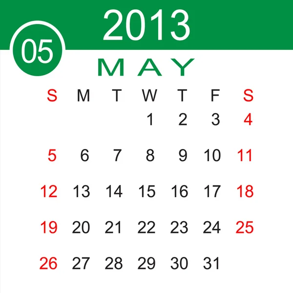 May 2013 Calendar Vector — Stock Vector