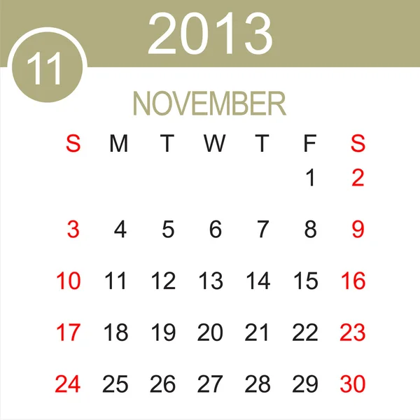 November 2013 agenda vector — Stockvector