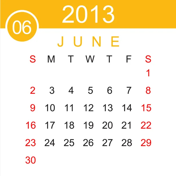 Juni 2013 agenda vector — Stockvector