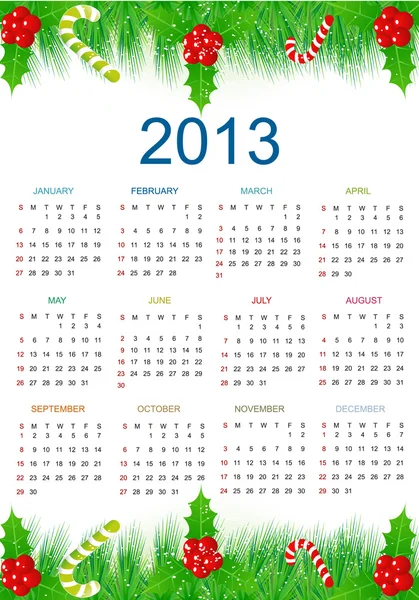 Boże Narodzenie w 2013 roku kalendarzowego — Wektor stockowy