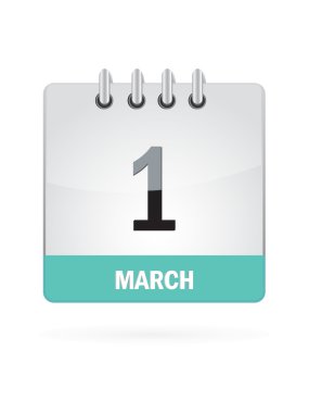 1 takvim simgesi beyaz arka plan üzerinde Mart.