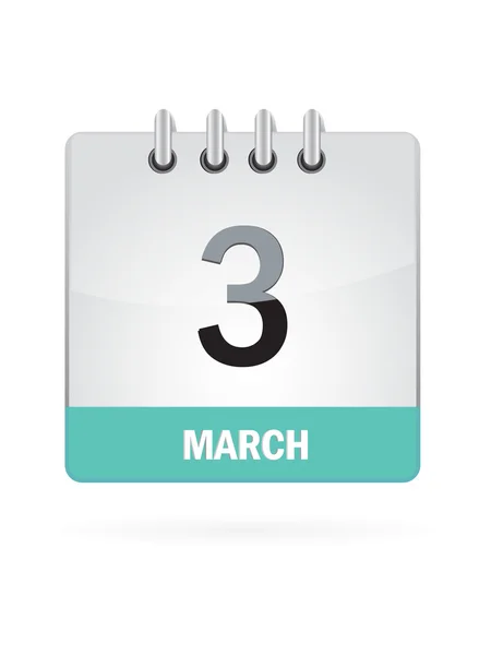 3 mars kalenderikonen på vit bakgrund — Stock vektor