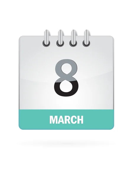 8 March Calendar Icon On White Background — Stock Vector