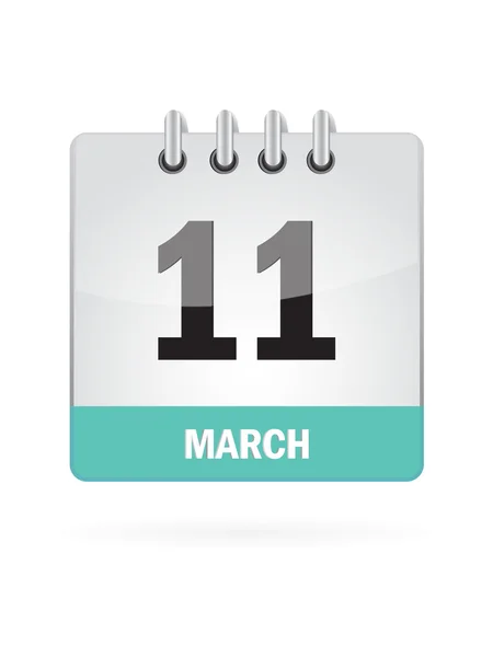 11 Marzo Calendario icono sobre fondo blanco — Archivo Imágenes Vectoriales