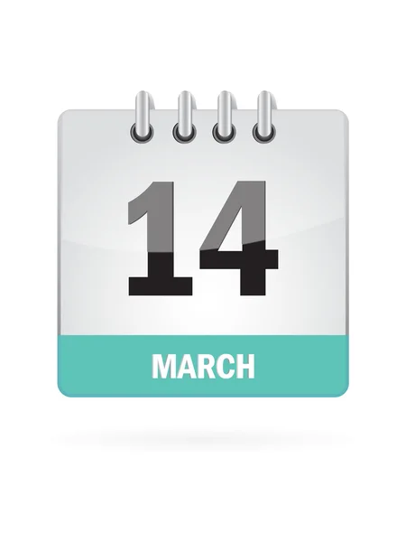 14 marca kalendarzu ikona na białym tle — Wektor stockowy