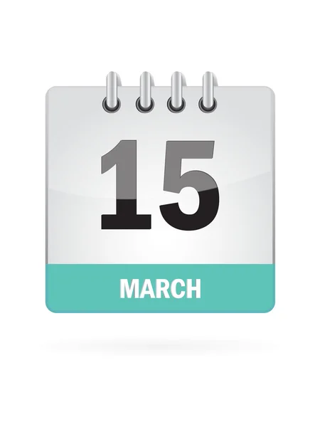 15 Marzo Calendario icono sobre fondo blanco — Archivo Imágenes Vectoriales