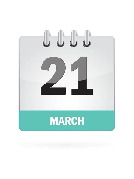 21 Marzo Calendario icono sobre fondo blanco — Vector de stock