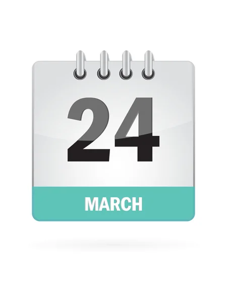 24 Marzo Calendario icono sobre fondo blanco — Archivo Imágenes Vectoriales