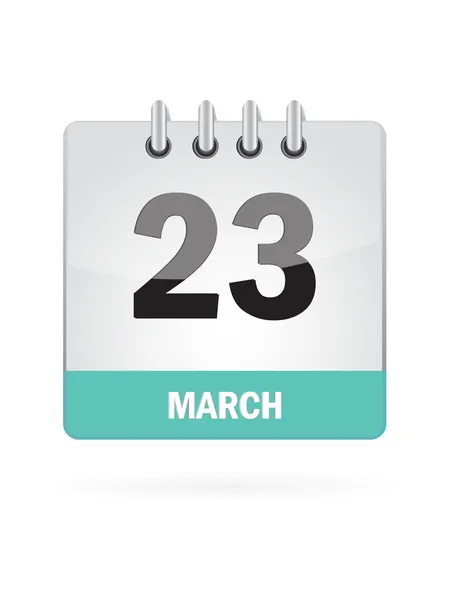 23 Marzo Calendario icono sobre fondo blanco — Archivo Imágenes Vectoriales