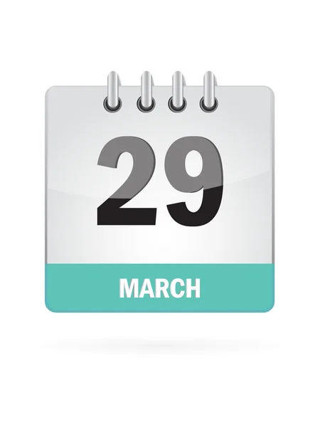 29 March Calendar Icon On White Background — Stock Vector