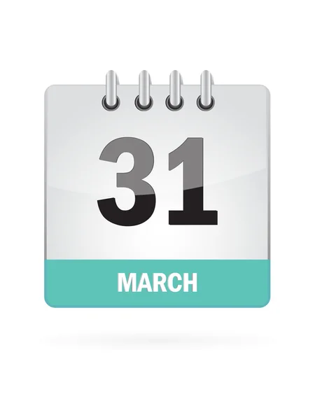 Beyaz arka plan üzerinde takvim simgesini 31 Mart