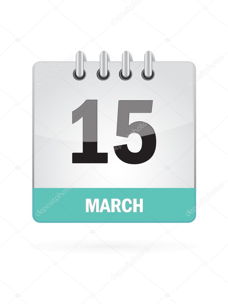 15 March Calendar Icon On White Background