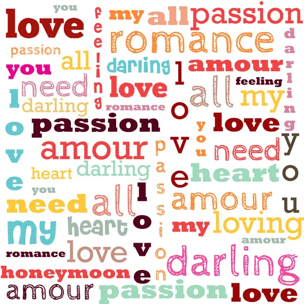 Kärlek i word collage består — Stock vektor