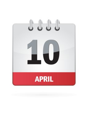 beyaz zemin üzerinde 10 Nisan takvim simgesini