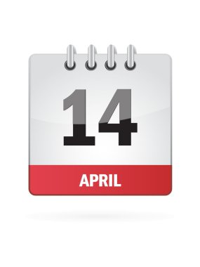beyaz zemin üzerinde 14 Nisan takvim simgesini