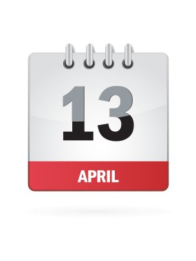 beyaz zemin üzerinde 13 Nisan takvim simgesini