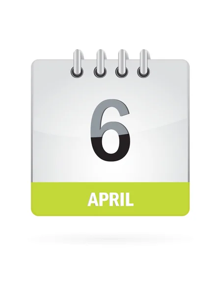 6 April Calendar Icon On White Background — Stock Vector