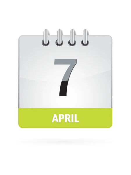 7 april kalenderikonen på vit bakgrund — Stock vektor