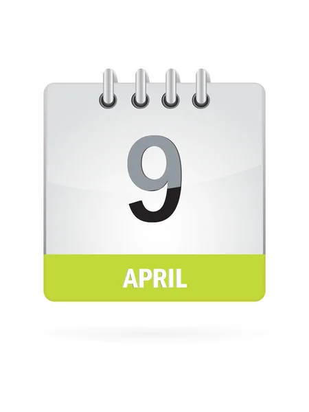 9 April Calendar Icon On White Background — Stock Vector