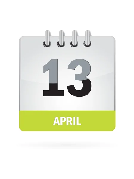 13 Abril Calendario icono sobre fondo blanco — Vector de stock