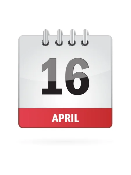 16 Abril Calendario icono sobre fondo blanco — Archivo Imágenes Vectoriales