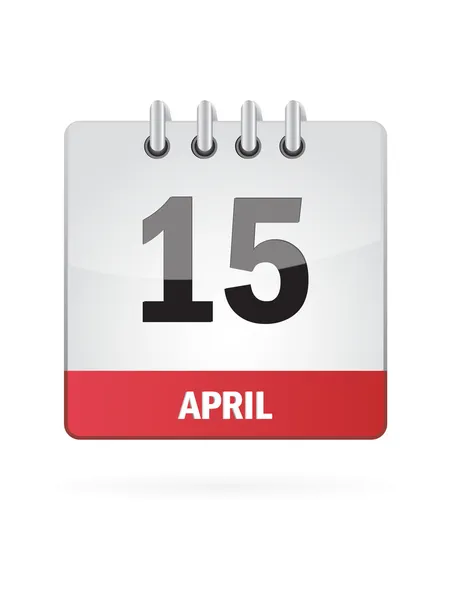 15 Abril Calendario icono sobre fondo blanco — Archivo Imágenes Vectoriales