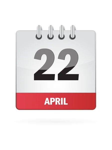 22 Abril Calendario icono sobre fondo blanco — Archivo Imágenes Vectoriales