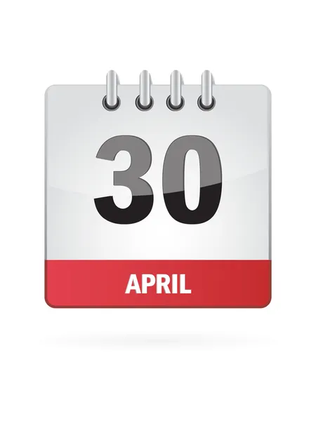 30 aprile Calendario Icona su sfondo bianco — Vettoriale Stock
