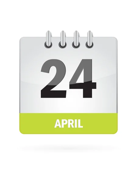 Het pictogram van de kalender van de 24 april op witte achtergrond — Stockvector