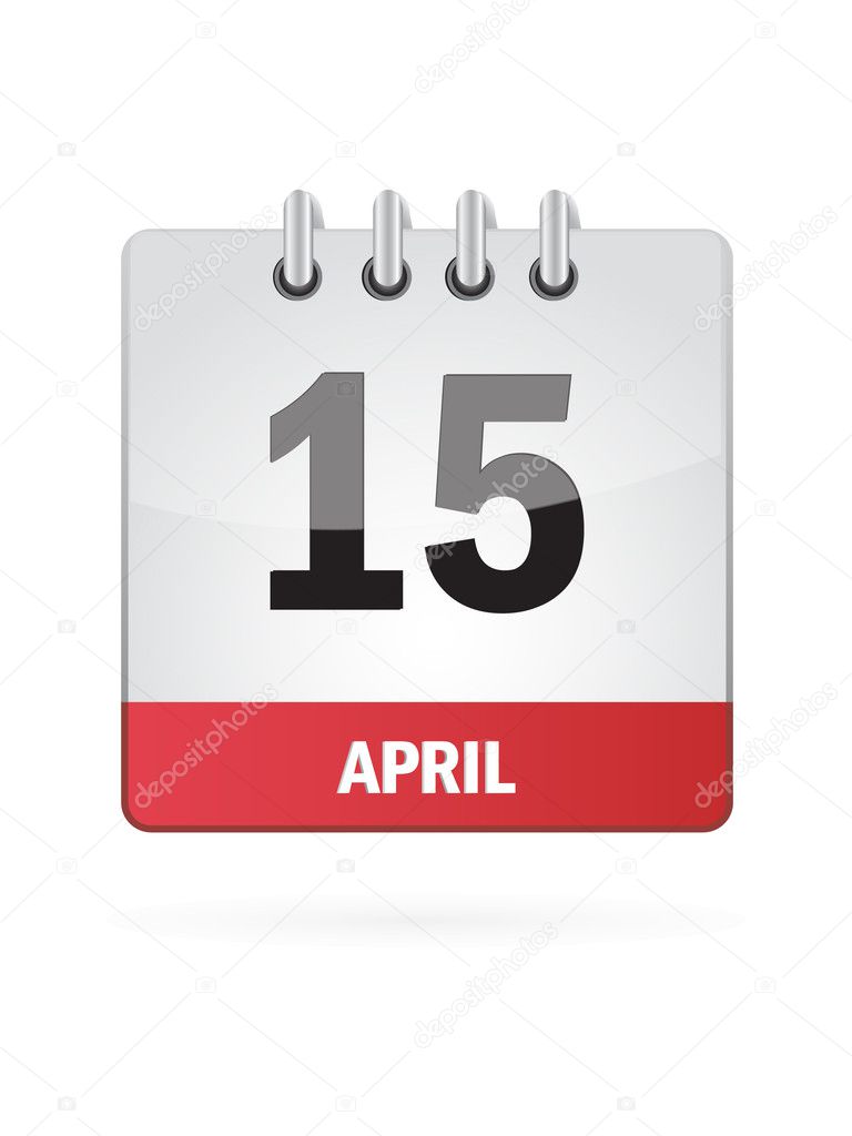 15 April Calendar Icon On White Background