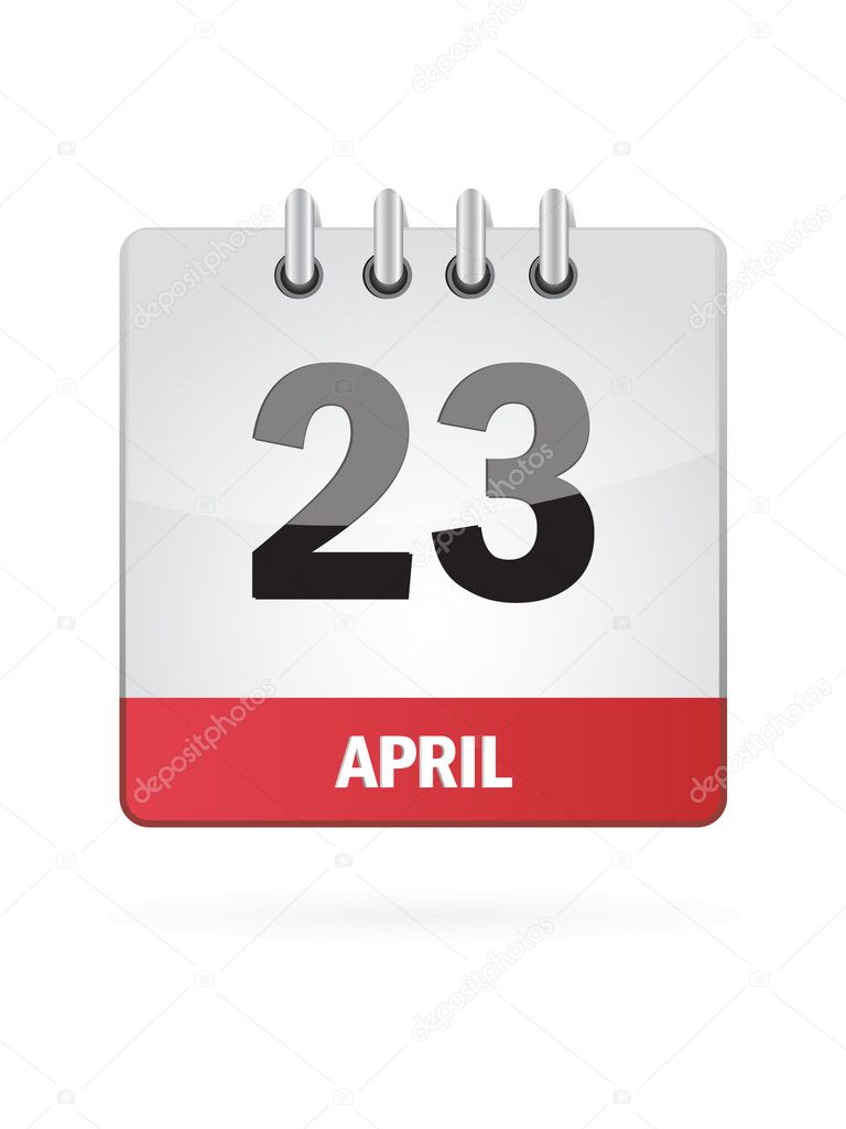 23 April Calendar Icon On White Background