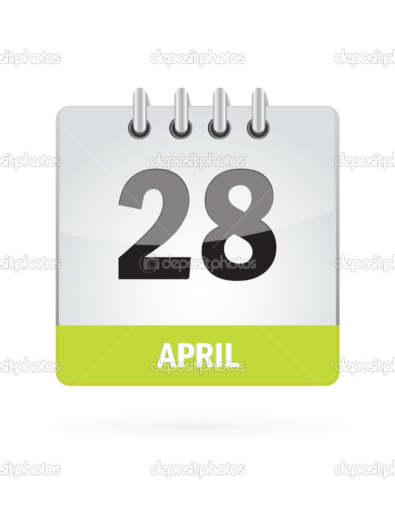 28 April Calendar Icon On White Background