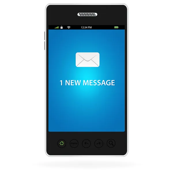 One new message on a modern smart phone — Stock Vector