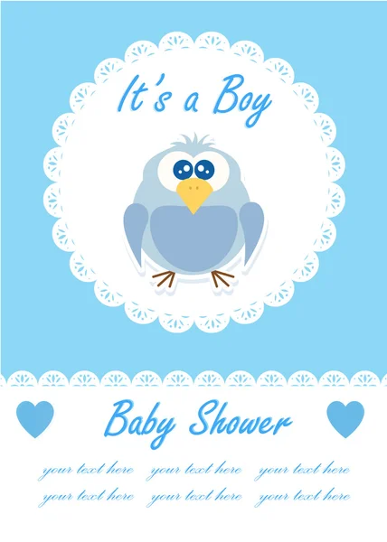 Its a boy baby with cute owl. Baby shower design. vector illustration — Stock Vector