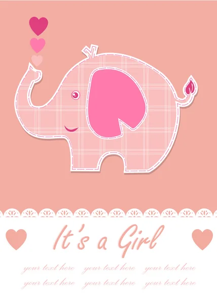 Its a girl baby with cute elephant. Baby shower design. vector illustration Stock Vector