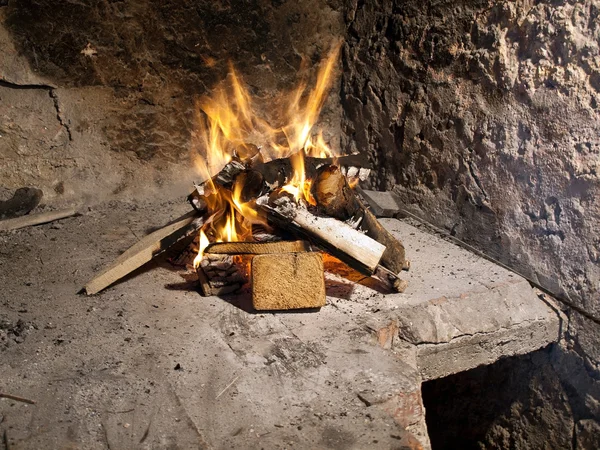 Indoor fireplace — Stock Photo, Image