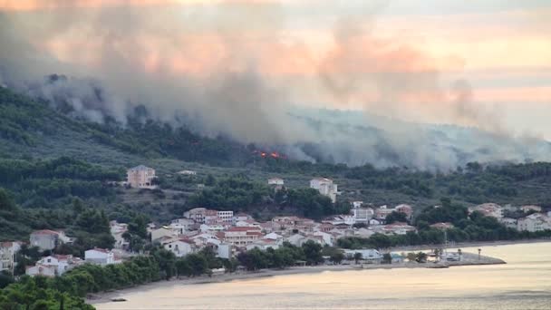 Kenti yakınlarındaki yanan ateşi — Stok video